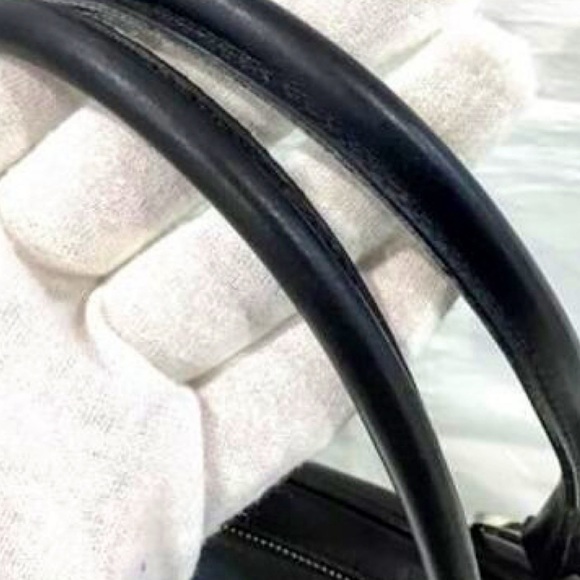 Authentic Dior Rare Galliano Black Leather Rhinestone Logo Motif Handbag - Picture 7 of 11